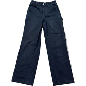 TNA Carpenter Pants Women's 00 Black High Rise Wide Leg Relaxed Fit Gorpcore